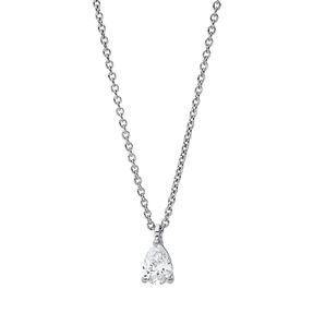 Solitaire Collier aus 750 Weißgold Diamant Tropfen-Schliff 0,21ct TW-SI L:45cm