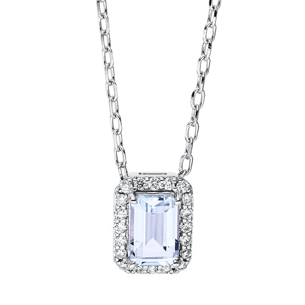 Collier 750 Weißgold Topas 0.63ct sky blue 0.1ct B 6.3mm L 40-45.7cm