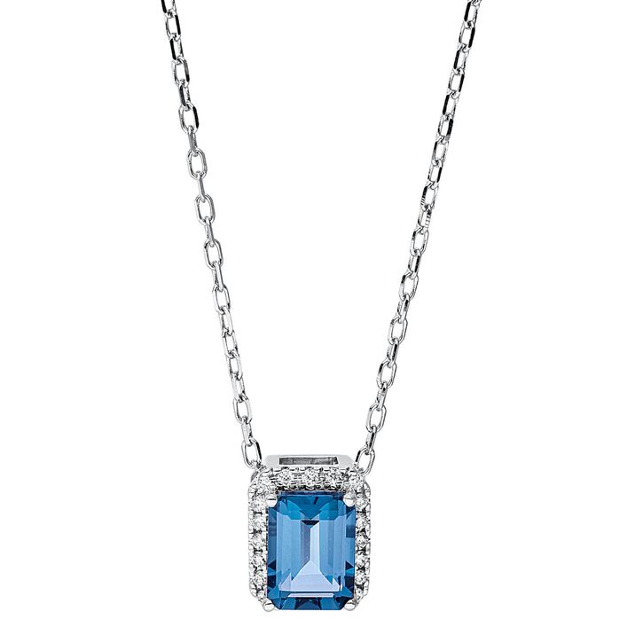 Collier 750 Weißgold Topas 1.22ct London blu 0.08ct L 40-45.7cm