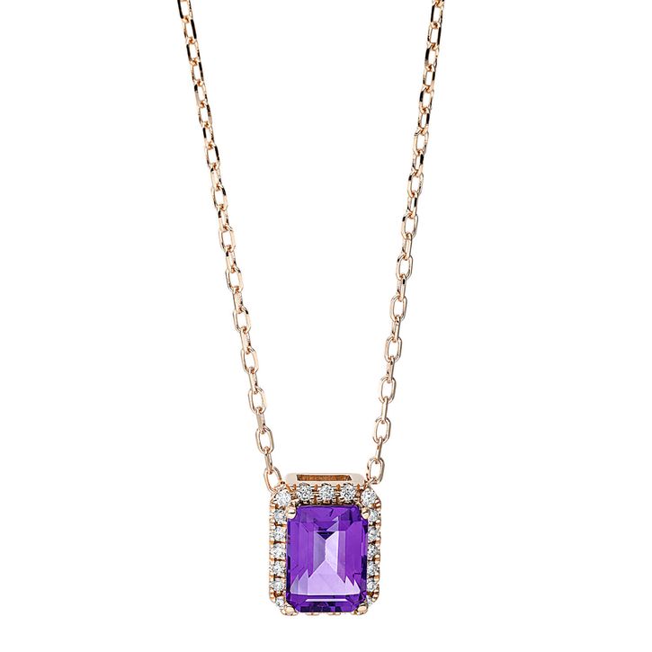 Collier 750 Rotgold Amethyst 0.99ct lila 20 Diamanten L 40-45.7cm