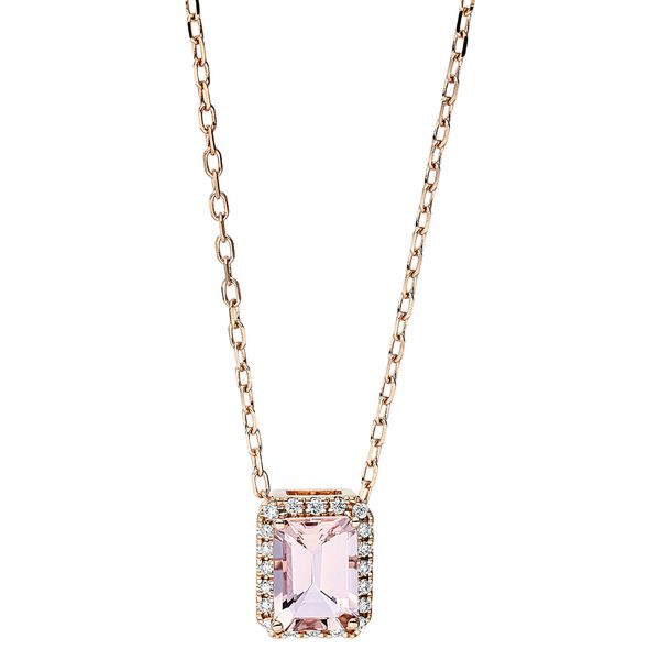 Collier 750 Rotgold Morganit 0.94ct pink 20 Diamanten L 40-45.7cm