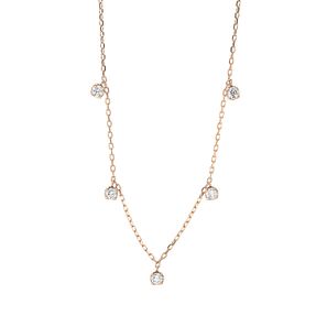 Collier aus 750 Gold Rotgold 5 Brillanten 0,37ct TW-PI L:45,7cm