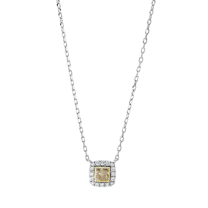 Collier 750 Gold gelb weiß 25 Brillanten 0.47ct B 8.5mm L 45.7cm