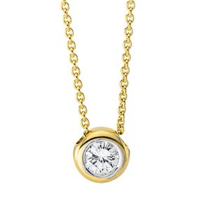 Solitaire Collier aus 750 Gold Gelbgold Brillant 0,08ct F-SI L:42cm