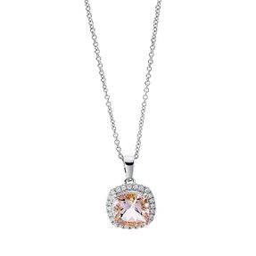 Collier aus 750 Weißgold Morganit 1,25ct pink 24 Brillanten 0,1ct TW-SI L:45cm