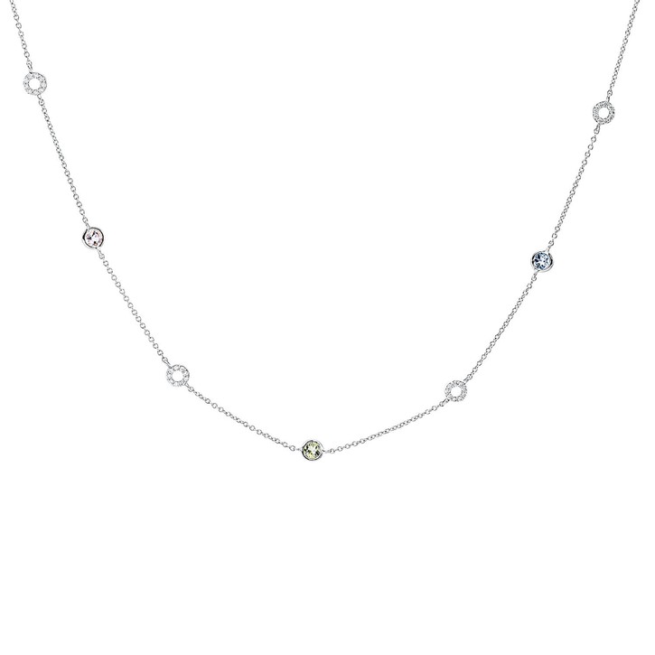 Collier 750 Weißgold 7 Farbsteine 0.81ct fancy L 45.7cm