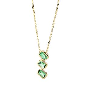 Collier aus 750 Gold Gelbgold 3 Tsavorithe 0,88ct grün L:45,7cm