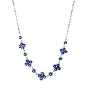 Collier Kleeblätter aus 750 Gold Weißgold 31 Saphire 1,18ct blau L:45cm