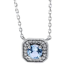 Collier aus 750 Weißgold Topas 0,35ct blau 20 Diamanten 0,04ct TW-SI L:45cm