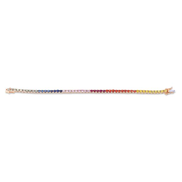 Armband 750 Rotgold 52 Saphire 6.69ct multicolor B 3.2mm L 17.5cm