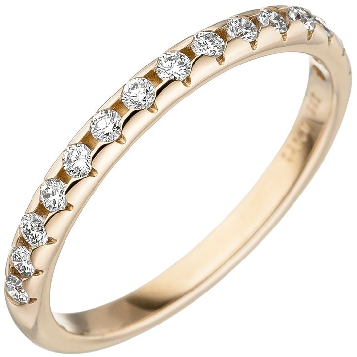 Ring mit 15 Brillanten 2,4mm schmal 585 Gelbgold