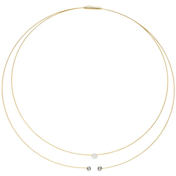 Collier mit 3 Brillanten 2-reihig 750 Gold 42cm