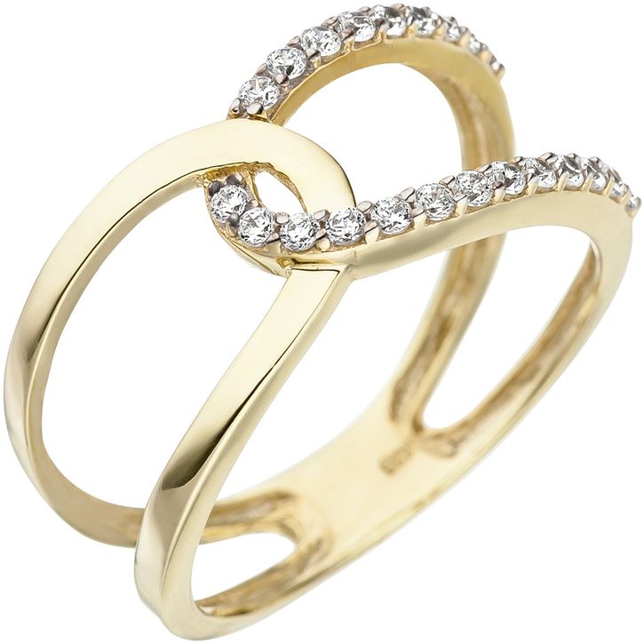 Ring mit Zirkonia elegante Schlaufe 375 Gelbgold