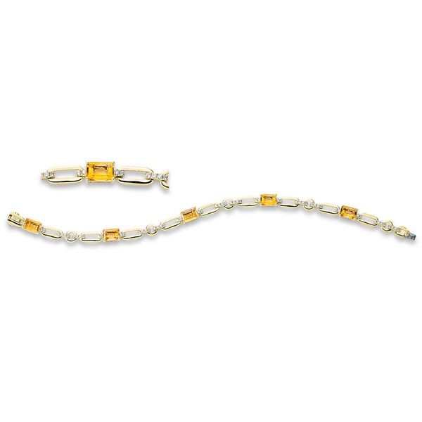 Armband 750 Gold gelb weiß 5 Citrine 4.33ct gelb 0.63ct B 5.2mm L 17.8cm