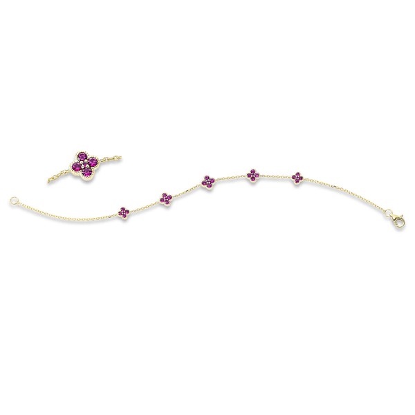 Armband 750 Gelbgold 25 Rubine 0.8ct rot B 6.1mm L 17.8cm