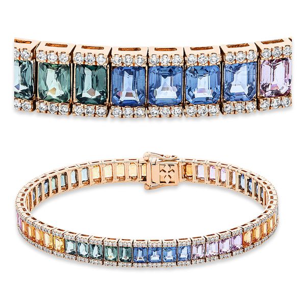 Armband 750 Rotgold 55 Saphire 14.57ct multicolor
