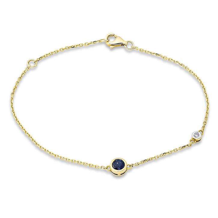 Armband 750 Gold gelb weiß Saphir 0.34ct blau Diamant L 17.8cm