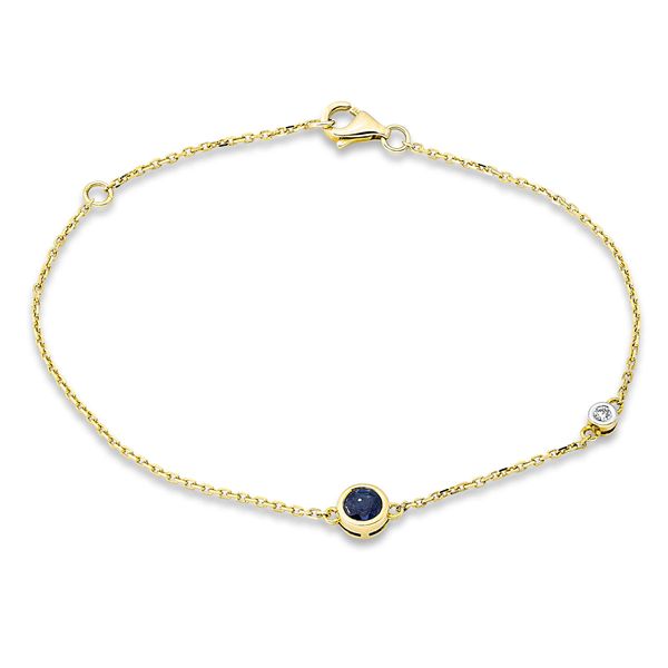 Armband 750 Gold gelb weiß Saphir 0.34ct blau Diamant L 17.8cm