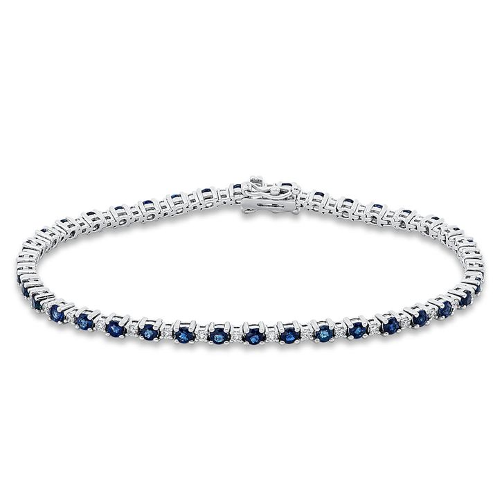 Armband 750 Weißgold 38 Saphire 2.99ct blau 0.56ct