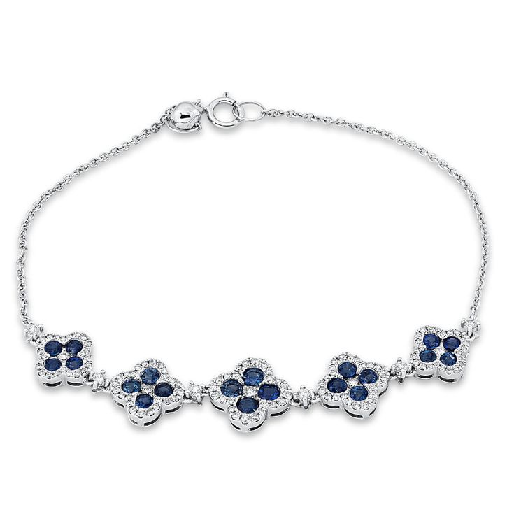 Armband 750 Weißgold 20 Saphire 1.75ct blau 0.58ct