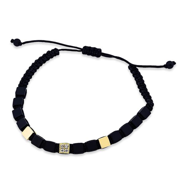 Armband 750 Gelbgold 14 Onyxe 12.46ct schwarz 0.11ct