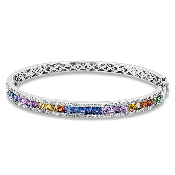 Armreif 750 Weißgold 28 Saphire 4.12ct fancy 1.19ct