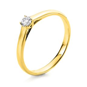 Solitaire Ring aus 750 Gold Gelbgold Brillant 0,25ct TW-SI B:2,4mm 4er-Krappe