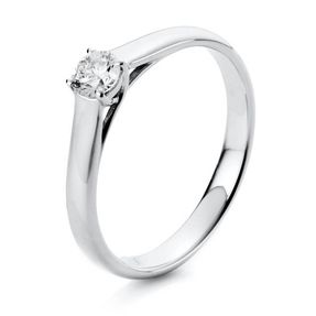 Solitaire Ring aus 750 Gold Weißgold Brillant 0,25ct TW-SI B:2,4mm 4er-Krappe