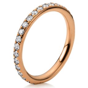 Memoire Ring schmal aus 750 Gold Rotgold 31 Brillanten 0,62ct TW-SI B:2,1mm