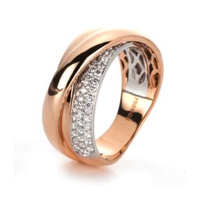 Pavé Ring aus 750 Gold weiß/rot 46 Brillanten 0,35ct TW-SI B:7,2mm