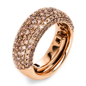 Pavé Ring aus 750 Gold Rotgold 133 Brillanten 2ct braun B:6,4mm
