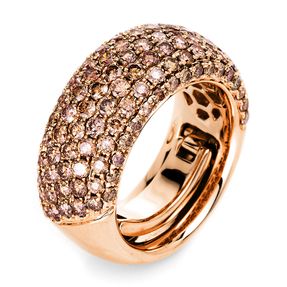 Pavé Ring aus 750 Gold Rotgold 119 Brillanten 3,07ct braun S:9,7mm