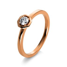 Solitaire Ring aus 750 Gold Rotgold Brillant 0,2ct TW-SI Ø6mm 4er-Krappe