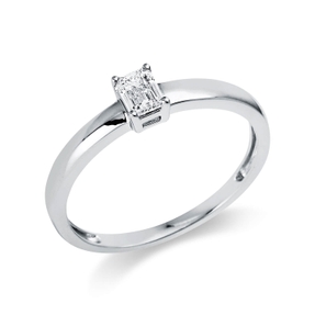 Solitaire Ring aus 750 Weißgold Diamant Smaragd-Schliff 0,25ct TW-SI B:4,6mm