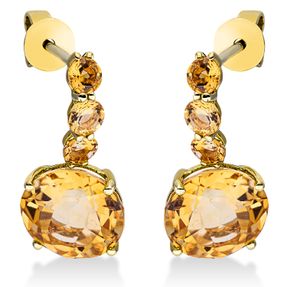 Ohrschmuck Ohrhänger aus 750 Gelbgold 8 Citrine 5,7ct gelb 19,3x9,2mm 4er-Krappe