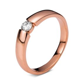 Solitaire Ring Spannring aus 585 Rotgold Brillant 0,21ct TW-SI B:3,9mm