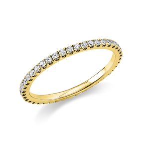 Memoire Ring schmal aus 585 Gelbgold 43 Brillanten 0,37ct TW-SI B:1,4mm