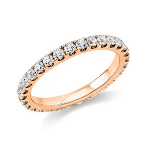 Memoire Ring schmal aus 750 Gold Rotgold 30 Brillanten 0,95ct TW-SI B:2,3mm