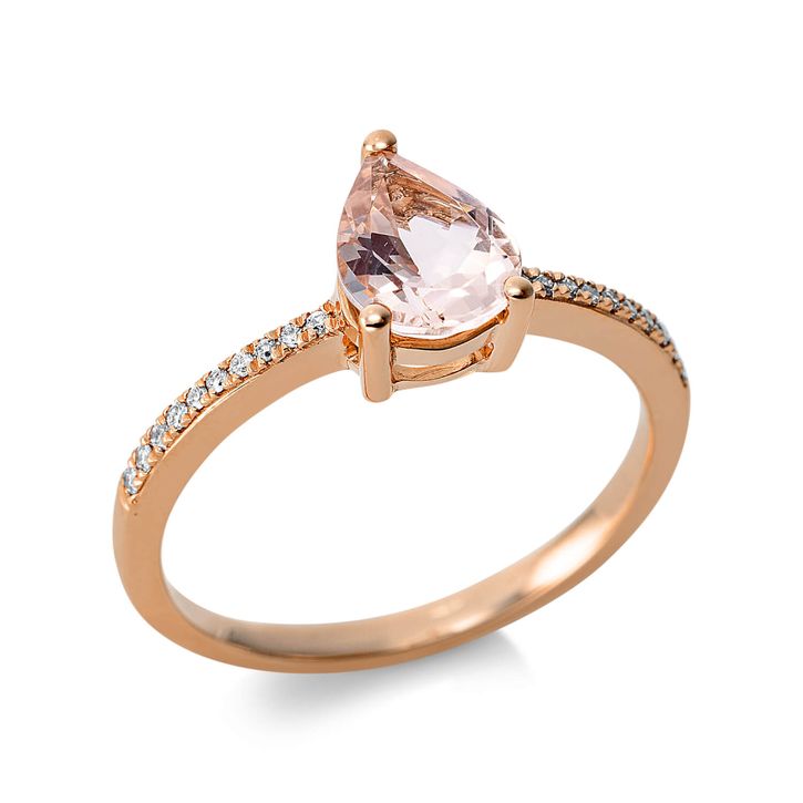 Ring 750 Rotgold Morganit 0.85ct pink 20 Diamanten B 8.5mm