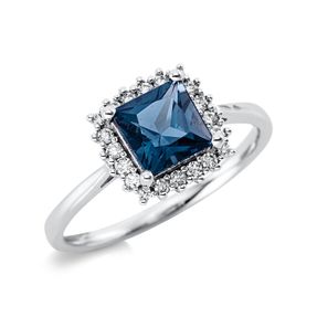 Ring aus 750 Weißgold Topas 1,41ct London Blue 20 Diamanten 0,16ct TW-SI B:9,3mm