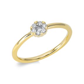 Ring Blume 750 Gelbgold 6 Brillanten 0,1ct TW-SI 1 Brillant 0,06ct TW-SI Ø4,8mm