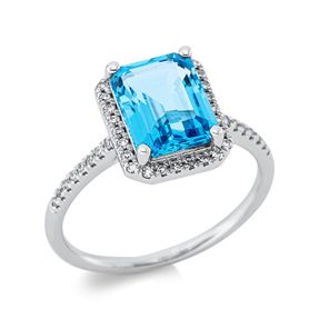 Ring aus 750 Weißgold Topas 2,88ct blau 44 Diamanten 0,18ct TW-SI B:11,3mm