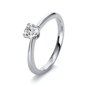 Solitaire Ring aus 750 Gold weiß Brillant 0,4ct TW-SI B:4,7mm 4er-Krappe