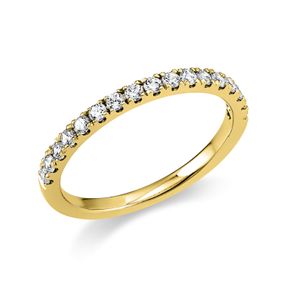 Halb-Memoire Ring schmal aus 585 Gelbgold 17 Brillanten 0,36ct TW-SI B:1,8mm