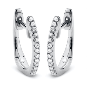 Creolen klein schmal aus 750 Weißgold 26 Brillanten 0,06ct TW-SI 10,5x1,2mm