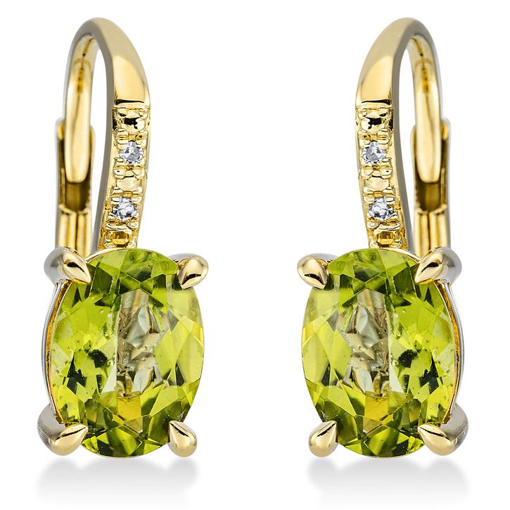 Ohrschmuck 585 Gelbgold 2 Peridote 2.76ct grün