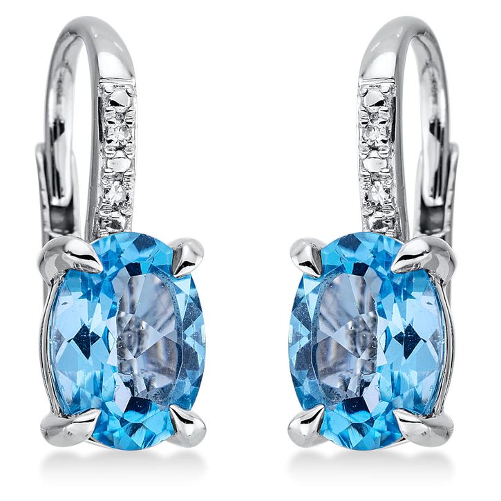 Ohrschmuck 585 Weißgold 2 Topase 2.6ct blau 0.01ct B 5.8mm