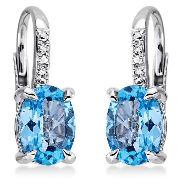 Ohrschmuck 585 Weißgold 2 Topase 2.6ct blau 0.01ct B 5.8mm