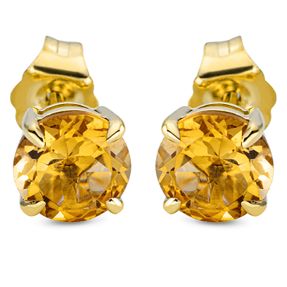 Ohrstecker aus 750 Gold Gelbgold 2 Citrine 1,54ct gelb 5,9x5,9mm 4er-Krappe