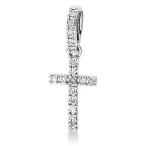 Anhänger Kreuz aus 750 Gold Weißgold 17 Diamanten 0,05ct W-SI 16,5x6mm mit Öse